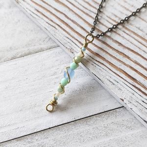 Artisan Jewelry Collection - Wire Wrapped Beaded Pendant Necklace